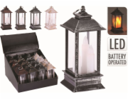 Lucerna vánoční 13 cm 3 LED svíčky mix 4 druhů