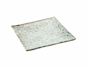 Tácek na svíčku stříbrný 12x12x1 cm sklo