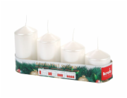 Svíčka adventní schody-metalická bílá perleť 4 ks
