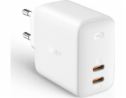 Aukey PA-B4 Bílá nabíječka Omnia GaN 2xUSB C Power Delivery 3.0 65W 6A nabíječka