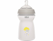 Chicco CHICCO_NaturalFeeling Plastová láhev 330ml se silikonovým cumlíkem, rychlý průtok 6m+
