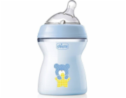Chicco CHICCO_NaturalFeeling Plastová láhev 250ml se silikonovou dudlíkem střední průtok 2m+ Modrá