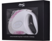 FLEXI Glam Composition with Swarovski crystals M - Dog Retractable lead - 5 m - white