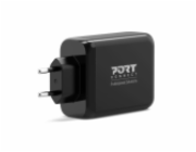 PORT CONNECT GaN síťová nabíječka pro 2xUSB-C PD a 1xUSB-A QC, 120W, černá