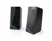 NEDIS herní reproduktory/ 2.0/ výkon 18 W/ 3,5 mm jack/ LED/ USB/ ovládání hlasitosti/ černé