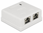 Delock Modular Wall - Zásuvka pro povrchovou montáž - CAT 6 - STP - RJ-45 X 2 - bílá