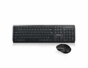 Modecom MC-7200 set bezdrátové klávesnice a myši, 1200 DPI, USB nano 2.4GHz, CZ/SK layout, černá