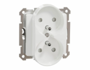 Dvojitá zásuvka Schneider Electric Sedna Design&Elements s bílým zemním povrchem