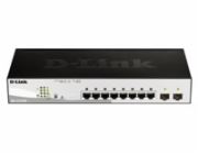 D-Link DGS-1210-08P 10-port Gigabit Smart PoE Switch, 8x GbE PoE+, 2x SFP, PoE 65W, fanless