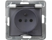 Ospel Impression Single Socket s ground IP44 Silver