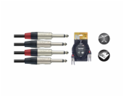 Stagg NTC3PR, kabel dvojitý mono JACK/JACK, 3m