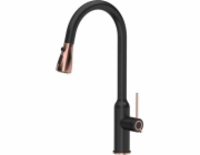 Kuchyňská baterie Quadron Jessica Q Line Line Pullout Steelq Black s prvky zakončenými mědi (84818011)