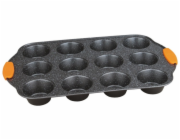 BERLINGERHAUS Forma na muffiny 12 ks silikonové rukojeti 41 x 27 x 3 cm Granit Diamond Line BH-1138