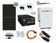 Solarmi HG8000M solární elektrárna: 14,3kWh LiFePO4, 8kW hybridní měnič s limiterem, 18x solární panel (8,37kWp)