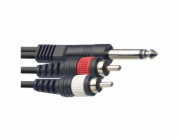 Stagg SYC3/P2CM E, propojovací kabel 2x RCA - Jack 6,3 mm mono, 3m