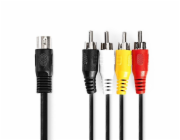 NEDIS redukční audio kabel DIN/ 5pin zástrčka DIN - 4× zástrčka RCA/ černý/ bulk/ 1m