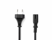 NEDIS napájecí kabel pro adaptéry/ Euro zástrčka - konektor IEC-320-C7/ přímý-přímý/ dvoulinka/ černý/ bulk/ 1m