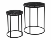 HOMESTYLING Servírovací stolky kulaté sada 2 ks černý mramor KO-NB1510000