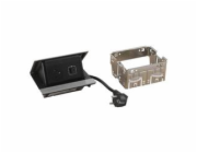 Legrand - Incara™ Pop-up - Osazená krabice do nábytku 2P+T/USB A+C (15W), broušený hliník; kabel 2m