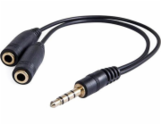 Redukce zvuku, Jack, Jack (3,5 mm) M (4-half)-Jack (3,5 mm) 2x F, 0,2, stereo, černá