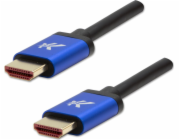 Video kabel HDMI M - HDMI M, HDMI 2.1 - Ultra High Speed, 2m, pozlacené konektory, hliníkový kryt, modrý, Logo 8K@60Hz, 48Gb