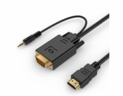 Převodník mini jack HDMI na VGA 3m černý