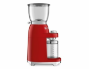 Smeg CGF11RDEU mlýnek na kávu, 150 W, nastavitelná hrubost, nerezový mlýnek, nádoba z tritanu, červený