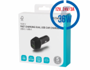 DELTACO USBC-CAR120, Autonabíječka 1x USB-C/USB-A