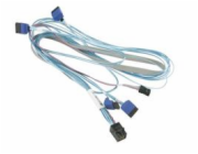Supermicro Internal MiniSAS HD SFF-8643 to 4 Right Angle SATA (75/75/90/90cm) with Sideband 75cm Cable