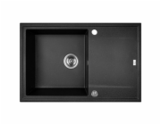 Laveo SBE_711T DŘEZ MEGALO XL GRANITE ČERNÁ 1 KOM. s OC. 50X78CM SE SIFONEM // ZL.LA.MEGALO-50X78-BLACK