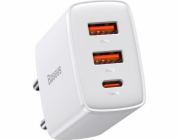 Baseus nabíječka Baseus Compact Quick Charger nástěnná nabíječka, 2xUSB, USB-C, PD, 3A, 30W (bílá)