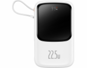 Powerbanka Baseus Qpow 10000mAh vestavěný kabel USB typu C 22,5W rychlé nabíjení SCP AFC FCP bílá (PPQD020102)