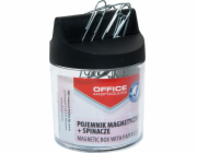 Kancelářské potřeby Magnetický zásobník na kancelářské sponky KANCELÁŘSKÉ VÝROBKY, kulatý, se sponkami, průhledný