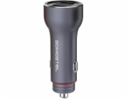 Somostel nabíječka Autonabíječka Somostel SMS-A89 2xUSB dual + USB kabel Iphone Quick Charge QC 3.0 kovově šedá