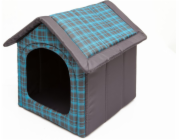 HOBBYDOG Modrá kostkovaná psí bouda - R4