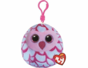Klíčenka TY Mascot TY Squish-a-Boos PINKY - růžová sova 8,5cm 39563