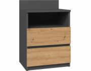 Topeshop MALWA M1 NOČNÍ SKŘÍŇKA - ANTRACIT / UMELSKÝ DUB