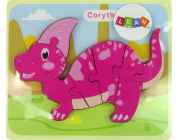 Import leantoys Wooden Puzzle Dinosaur Corythosaurus Pink