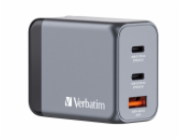 Verbatim cestovní adaptér GNC-65, GaN zástrčka, 2xUSB-C PD 65W, 1xUSB-A QC 3.0