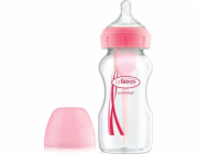 Dětská kojenecká láhev Dr Browns široké hrdlo Options + růžová 0m+ 270ml (WB91601)