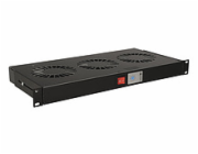 19" 1U 3 ventilátory s bimetalovým termostatem RAL černá do 19" lišt VJ19-3-T-B