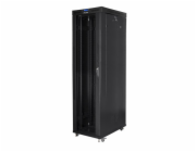 LANBERG Volně stojící skříň 19" 47U/800x1000 (v rozloženém stavu) skleněné dveře LCD černá (RAL9004)  