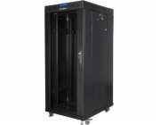 LANBERG Volně stojící skříň 19" 27U/800x1200 (v rozloženém stavu) černá (RAL9004) skleněné dveře LCD  
