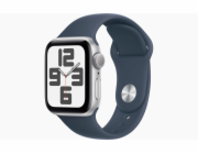 APPLE Watch SE GPS 44mm Silver Aluminium Case with Storm Blue Sport Band - S/M