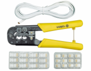 Kleště konektorové + kabel 2,5m, na konektory RJ 11, 45, ergonomická rukojeť TOYA