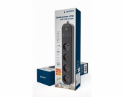 Chytrý proužek Tuya 4xFR 2xUSB-A 1xUSB-C Černý