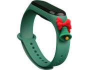 Vánoční náramek Hurtel Strap Xmas Wristband pro Xiaomi Mi Band 4 / Mi Band 3 Vánoční silikonový náramek tmavě zelený (zvonek)