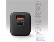 AXAGON ACU-PQ20, nabíječka do sítě 20W, 2x port (USB-A + USB-C), PD3.0/PPS/QC4+/AFC/Apple, černá