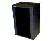 XtendLan 19" nástěnný rozvaděč 22U 600x600, nosnost 60 kg, skleněné kouřové dveře, rozložený, černý
