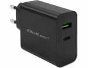 Super rychlá PD nabíječka | 1xUSB-C | 1xUSB | 45W | 5-20V | 2,25-3A | Černá